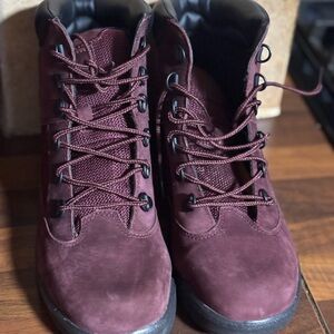 Burgundy Lace-Up Boots